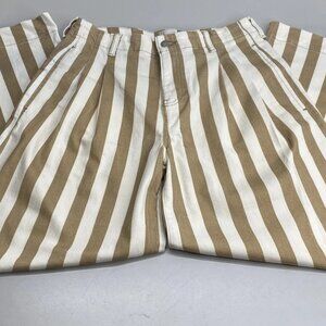 Maeve Women’s High-Rise Wide-Leg Jeans – Khaki Brown/White Stripe – Size 30